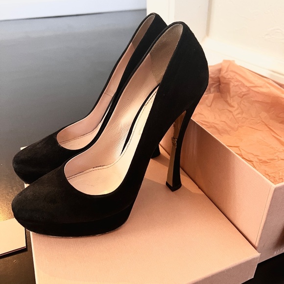 Miu Miu Black Suede Calzature Donna Camoscio 1 Platform Pumps 10B/EU40 fits 9.5 - Picture 2 of 16